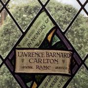 WINDOW: Lawrence Carlton's commemorative window in the cloisters of Worcester Cathedral