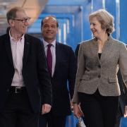 POWER COUPLE: Theresa May with her husband Philip at the Conservative conference in Birmingham.