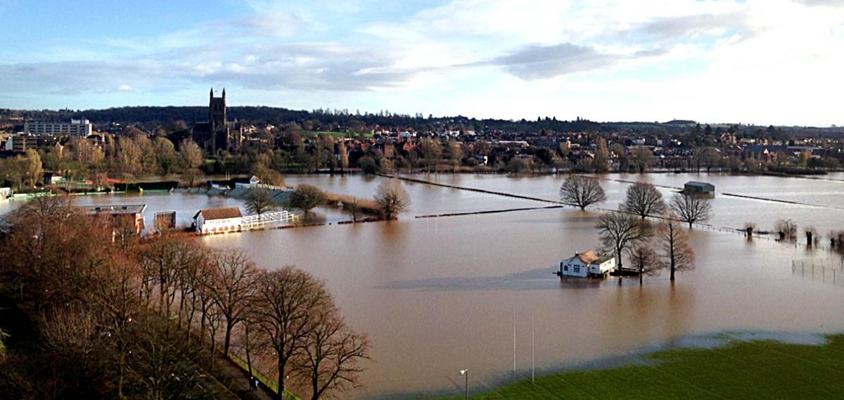 Flooding in Worcester. Picture by John Ludlow.