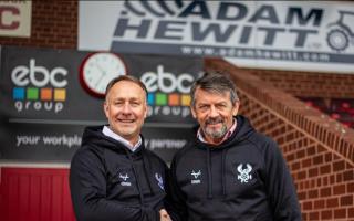 Kidderminster Harriers chairman Richard Lane and new manager Phil Brown