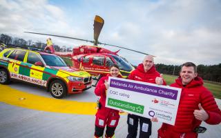 L to R: Sarah Folley, critical care paramedic, Captain Tim Jones, pilot, and Rob Davies, critical care paramedic and patient liaison lead for Midlands Air Ambulance Charity