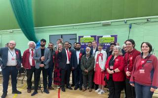 CELEBRATING: Labour councillors and campaigners at the count