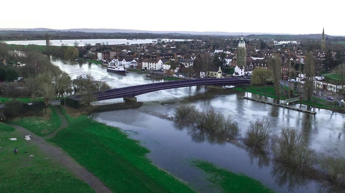 High water at Upton-upon-Severn.  Picture by Paul Attwood Aerial Photography paapitd@outlook.com