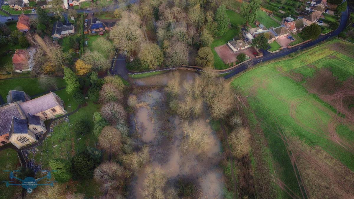 No way through the ford at Kempsey, near Worcester. Picture by Paul Attwood Aerial Photography paapitd@outlook.com