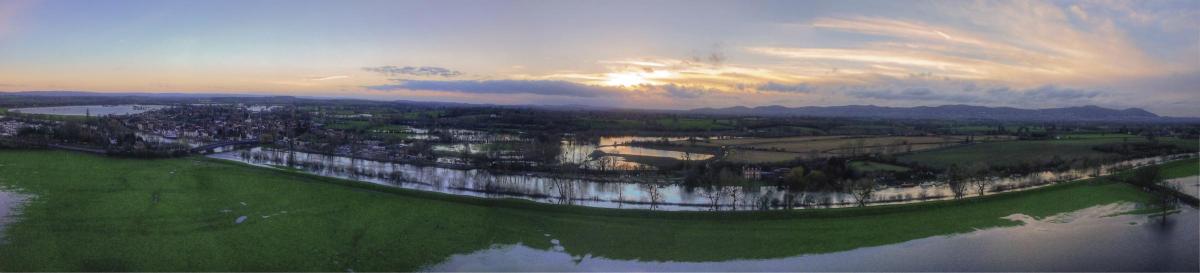 Panoramic shot of flooding over Upton-upon-Severn. Picture by Paul Attwood Aerial Photography paapitd@outlook.com