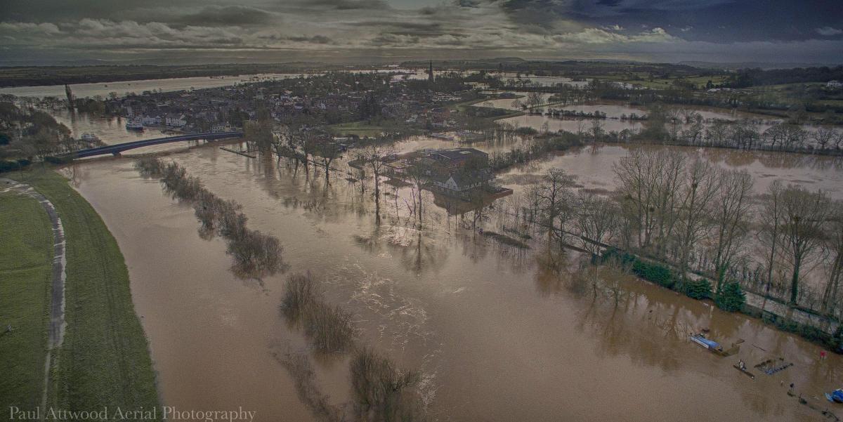Flooding at Upton-upon-Severn.  Picture by Paul Attwood Aerial Photography paapitd@outlook.com