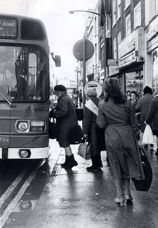 WAIT: All aboard the bus as a queue of traffic forms in 1978