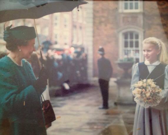 Lauren McMillan meets Her Majesty in 1989 outside The Guildhall aged 8