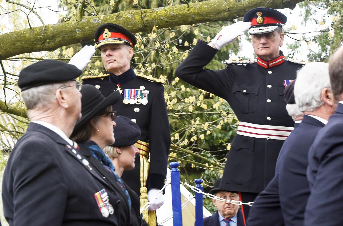YEOMANRY SERVICE: High Sheriff Sir Nicholas Lechmere Bt. at the Worcestershire Yeomanry memorial service in Cripplegate Park, Worcester, on Saturday (Picture by David Griffiths 1616039015)