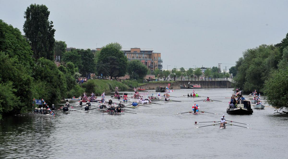 The flotilla for the Queen on the river Severn in Worcester