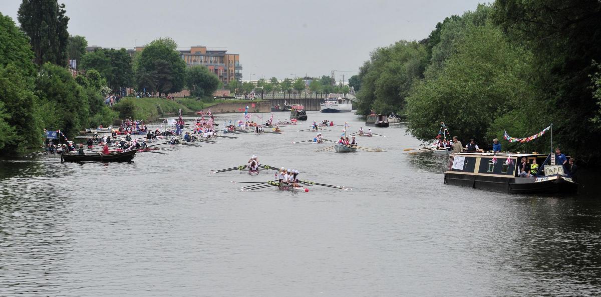 The flotilla for the Queen on the river Severn in Worcester