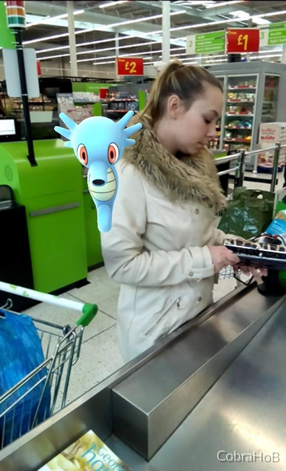 Horsea at the checkout in ASDA, Silver Street, Worcester