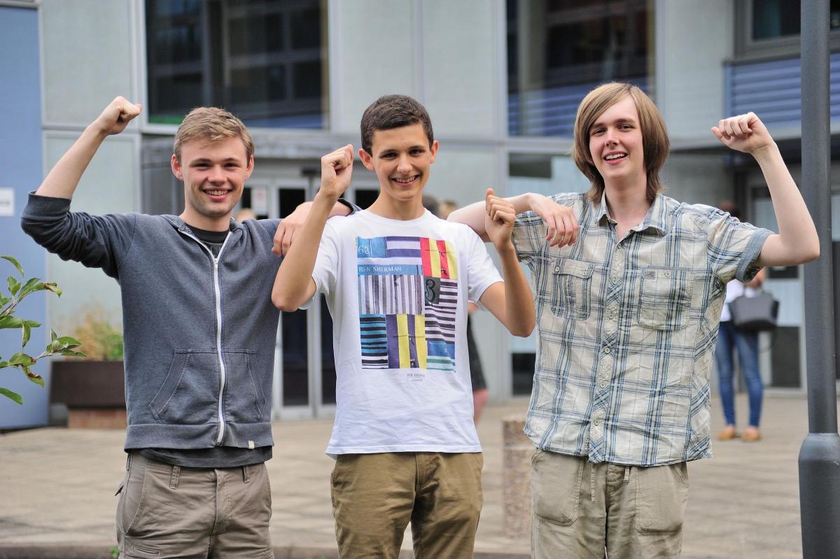Worcester Sixth Formers (Left to right) Will Hodges, Dan Scotson and Peter Lewin Jones are off to Oxford University after getting their A-level results