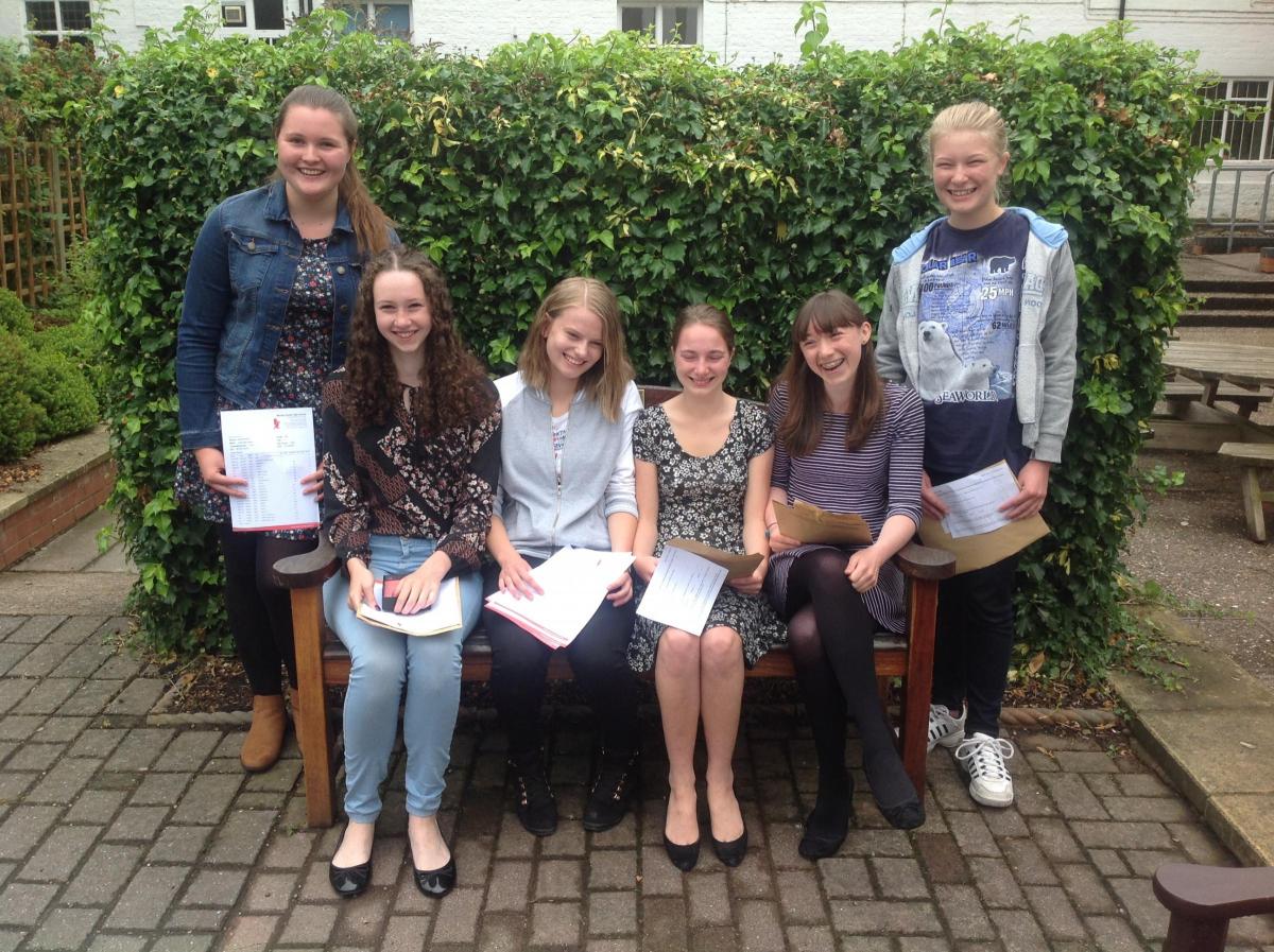 HANLEY CASTLE: Katie Gayton
Isabel Kerr
Emily Gilchrist
Katy Lewin
Iola Ashby
Vicky Ayling achieved 56 A*s and As between them. Picture by Hanley Castle High School.