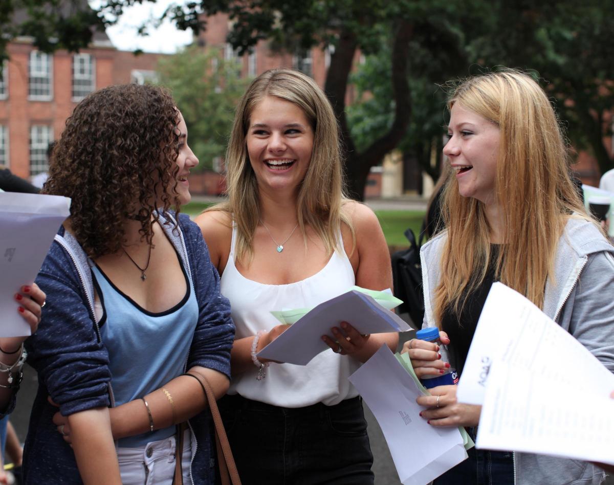 RGS: Delighted pupils collect their GCSE results. Picture by RGS Worcester.