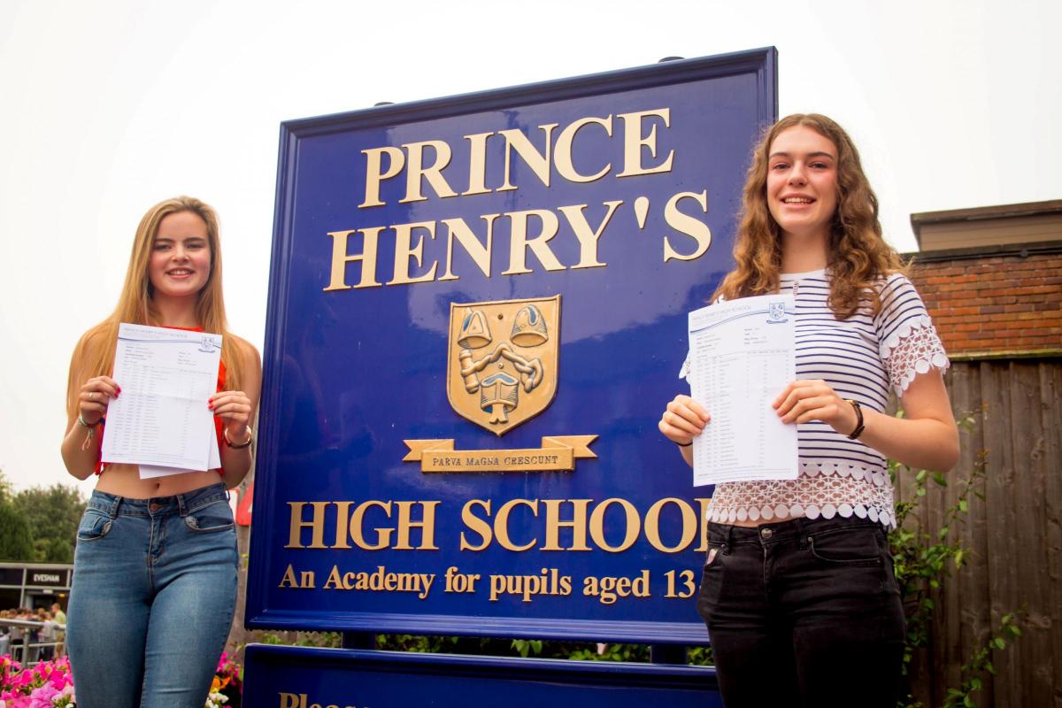 PRINCE HENRY'S: Amelia White and Isobel Hardwick collect their results on Thursday. Picture by Prince Henry's High School.