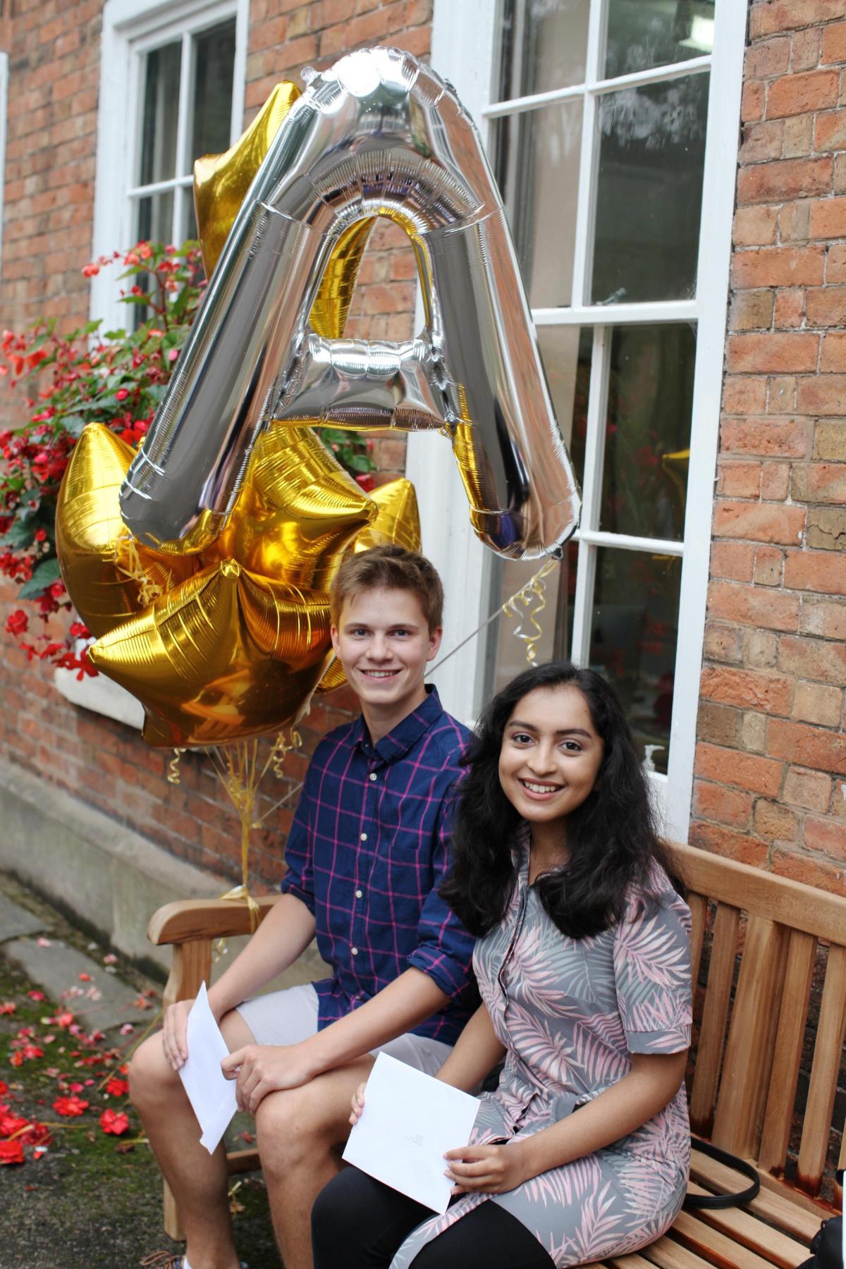 RGS: Alec Berry and Nadiath Choudhury, who both scooped a tremendous 11 A*s. Picture by RGS Worcester.