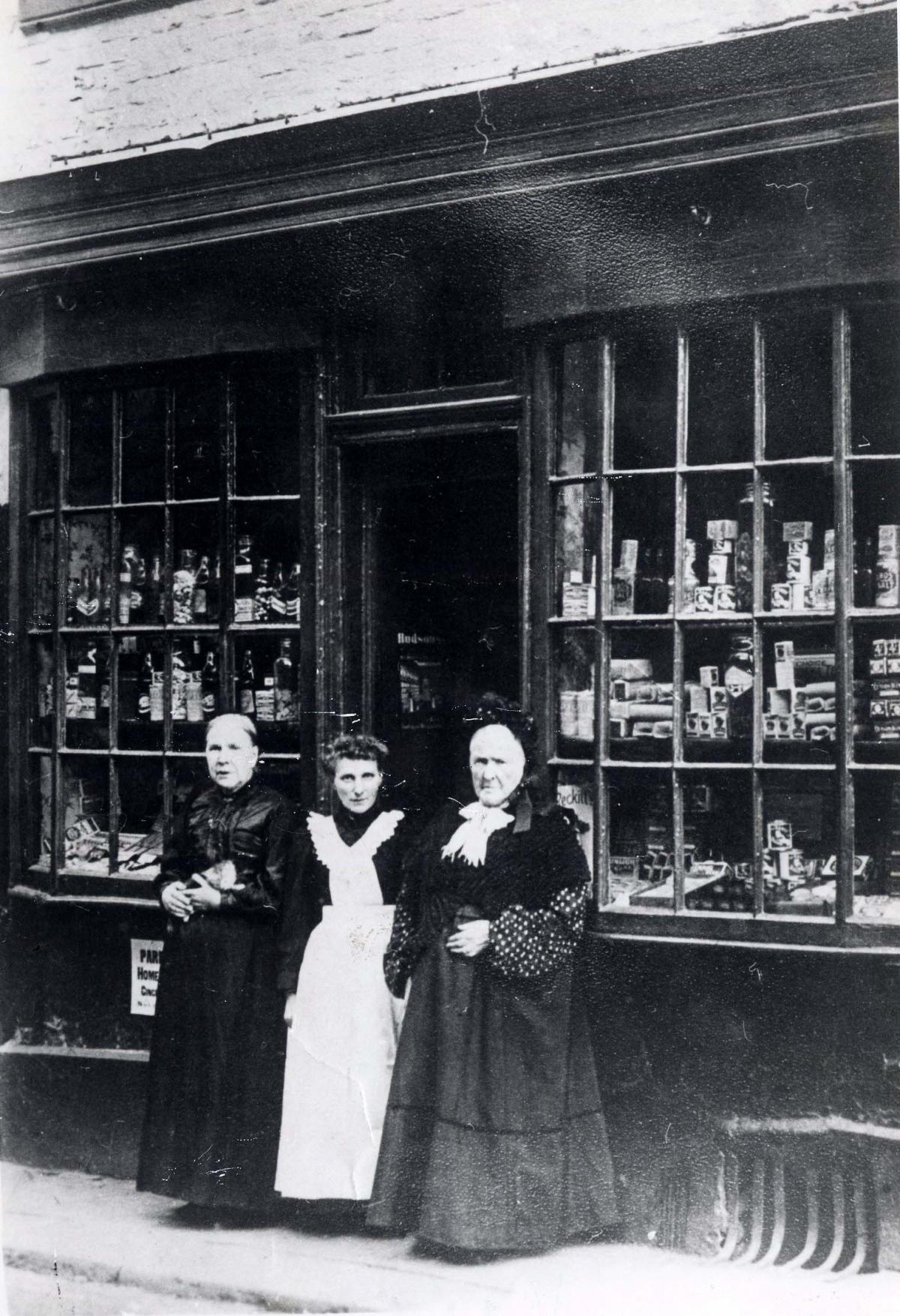 Vanished Worcester. Victorian owners of a provisions shop in Lich Street, Worcester