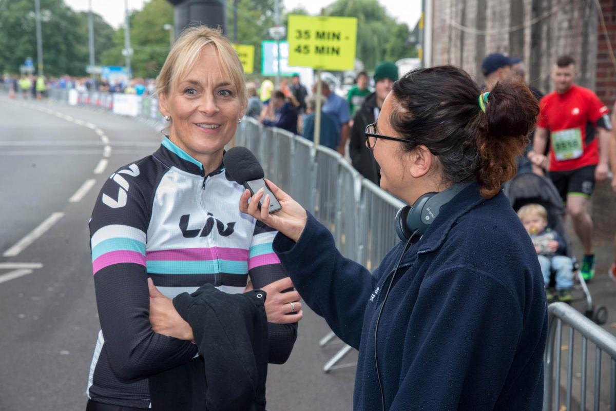 STAR: BBC Breakfast presenter Louise Minchin took part in the Run Bike Run. Picture by Martin Humby. 38160729101.