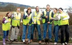 Pershore College students who have been putting down chicken wire along the road to stop the toads from going across.