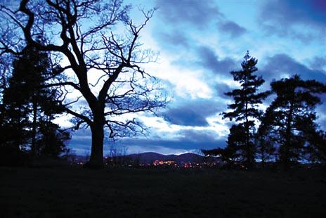 December sunset – twilight over the Malverns, an atmospheric view from the Old Hills sent in by Peter Wilson.