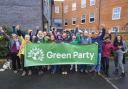 ELECTION: Green Party councillors and supporters celebrate outside Perdiswell Leisure Centre