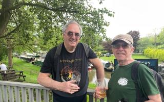 APPROVAL: Customers Phil Powell and Dave Wilcoxon enjoyed a pint at the Eagle and Sun in Hanbury, near Droitwich