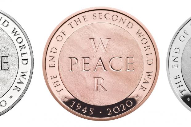 COINS: UK Gold Proof and Silver Proof versions of the new commemorative £5 coin which marks the 75th anniversary of the end of the Second World War