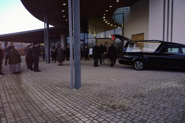 Mourners gather outside Wyre Forest Crematorium