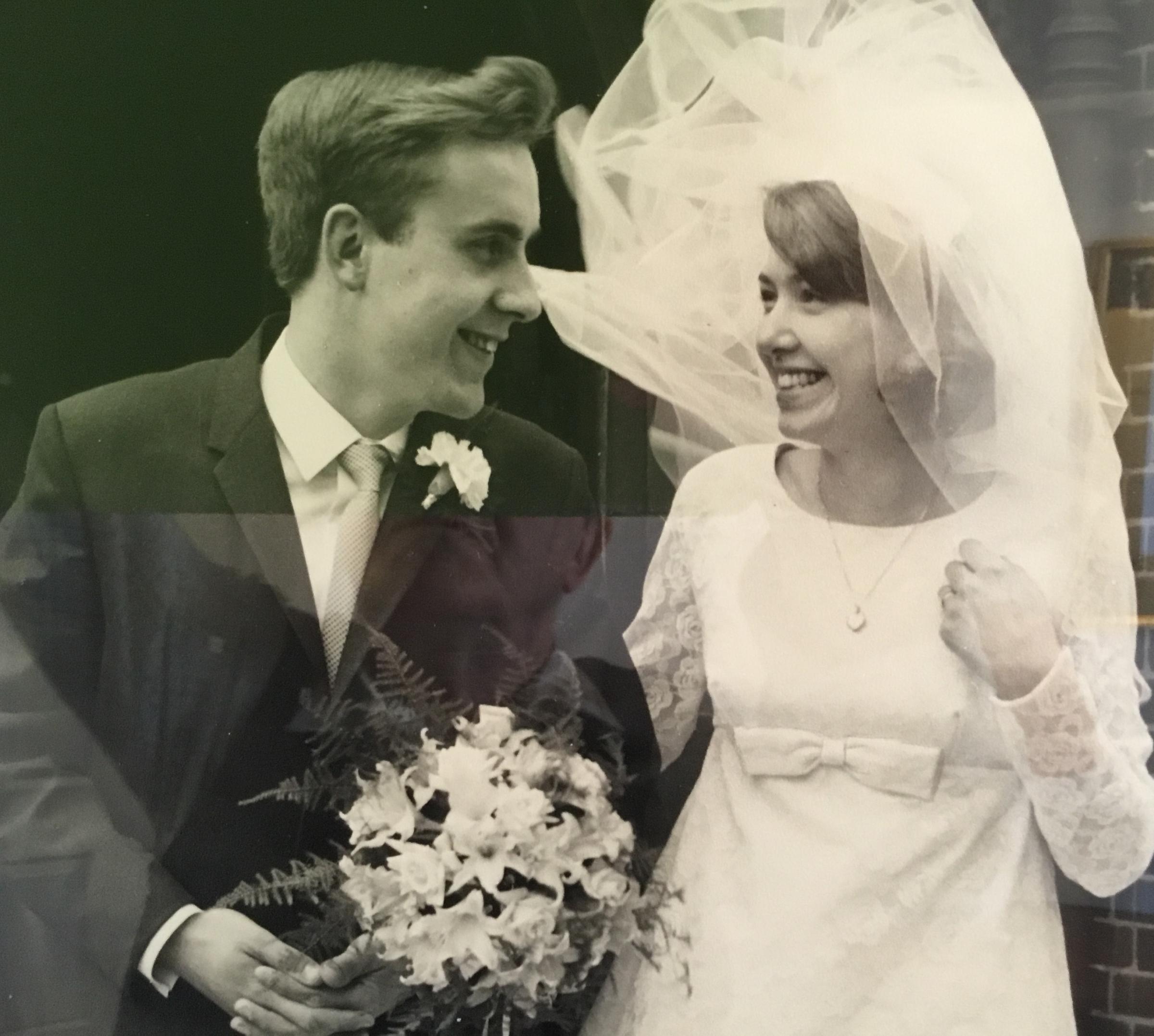 CHILDHOOD SWEETHEARTS: Keith and Carol Roper on their wedding day