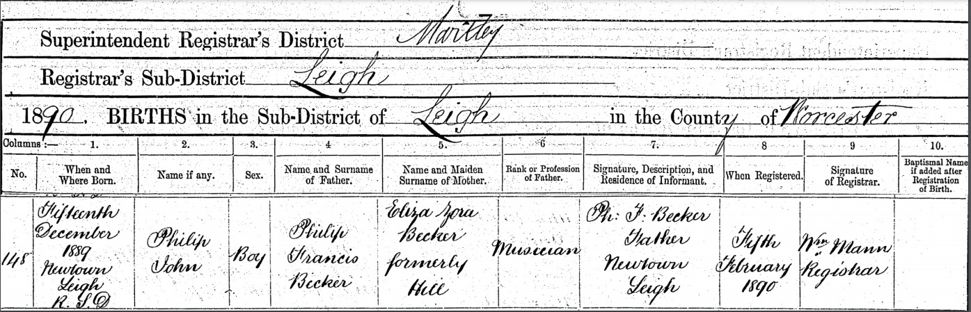Philip Becker’s birth certificate 
