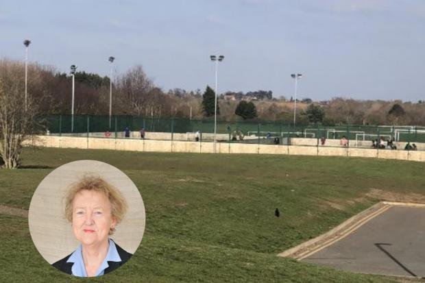 ANNOYED: Cllr Marjory Bisset over a group of teenagers flouting lockdown rules at Perdiswell Park, Worcester