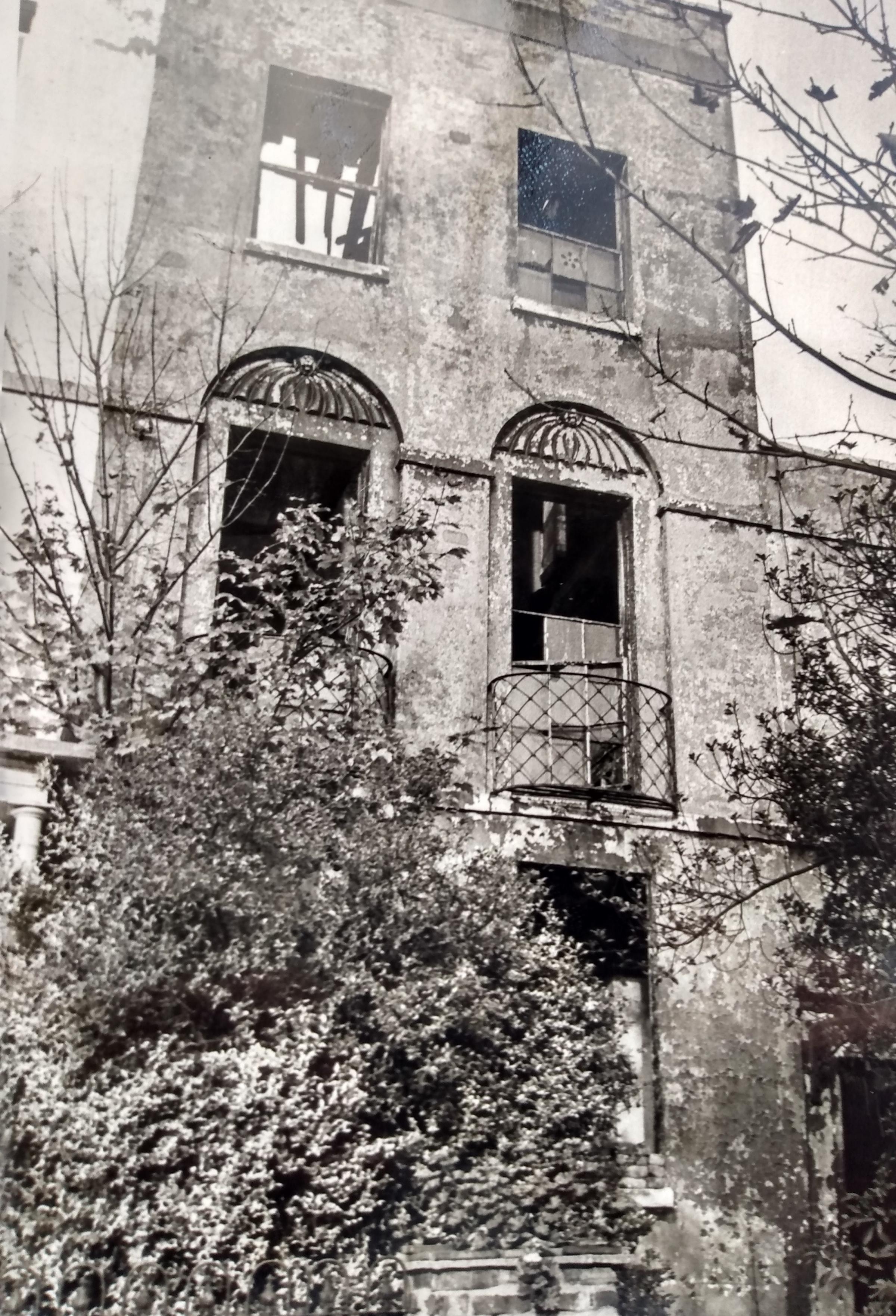 The derelict Regency building in Rainbow Hill Terrace as it stood in June 1976. It was restored some years later
