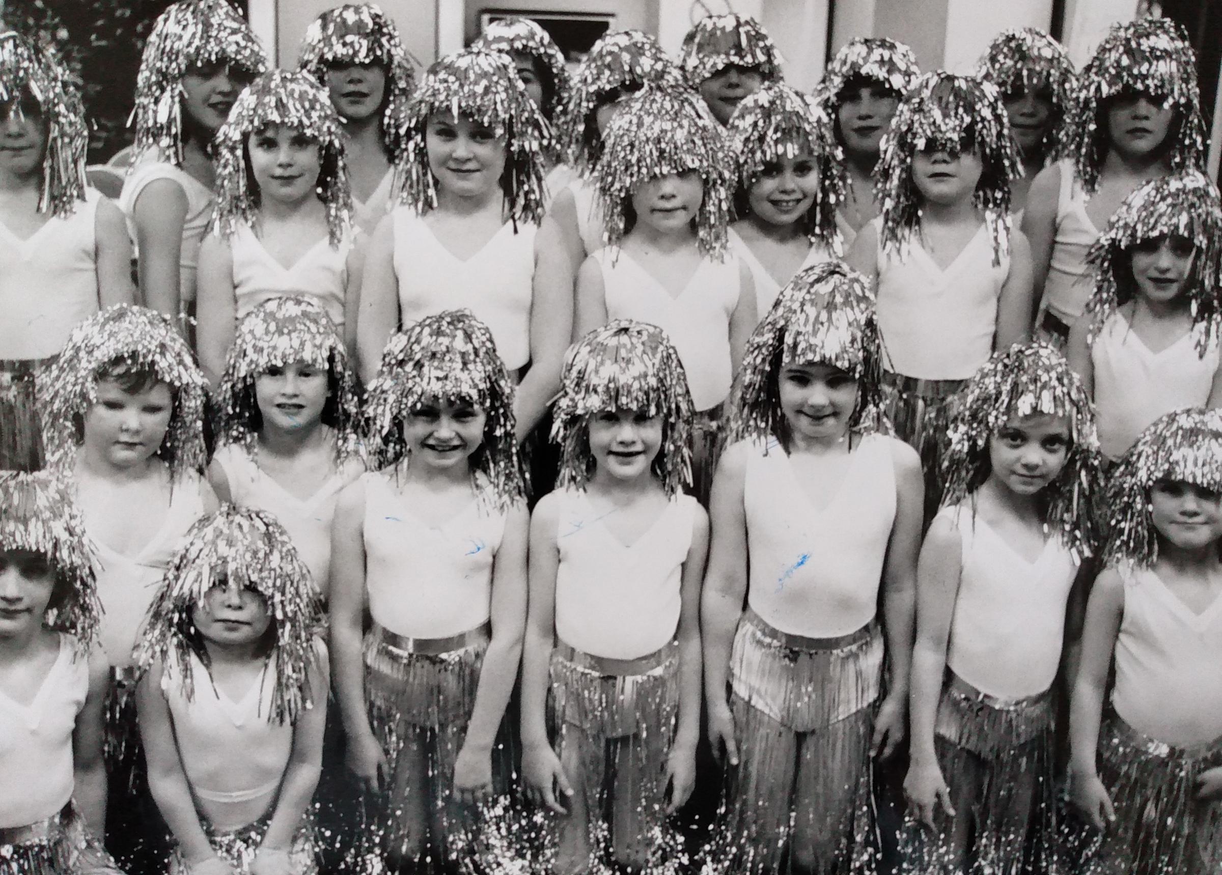 A quite brilliant picture of tinsel-topped youngsters who brought some sparkle to the opening pageant at the New Town Games in the pool in 1989