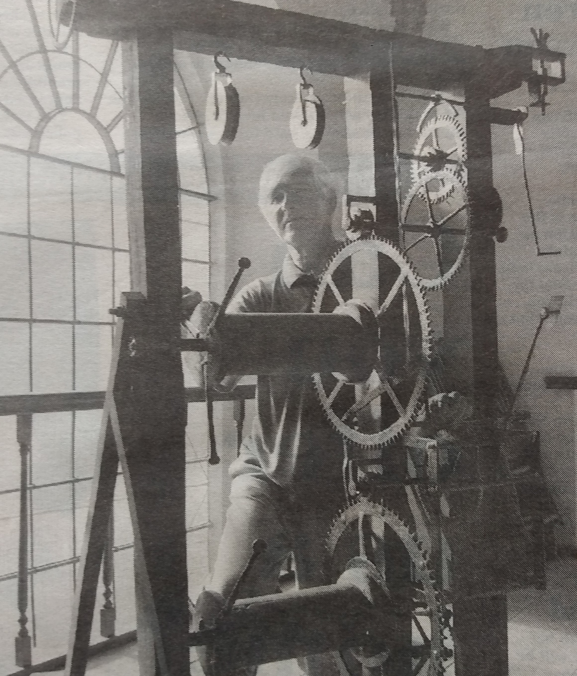 This picture comes from July 1995 and shows Peter Averis with the clock he restored after finding it in the tower of Old St Martin’s Church