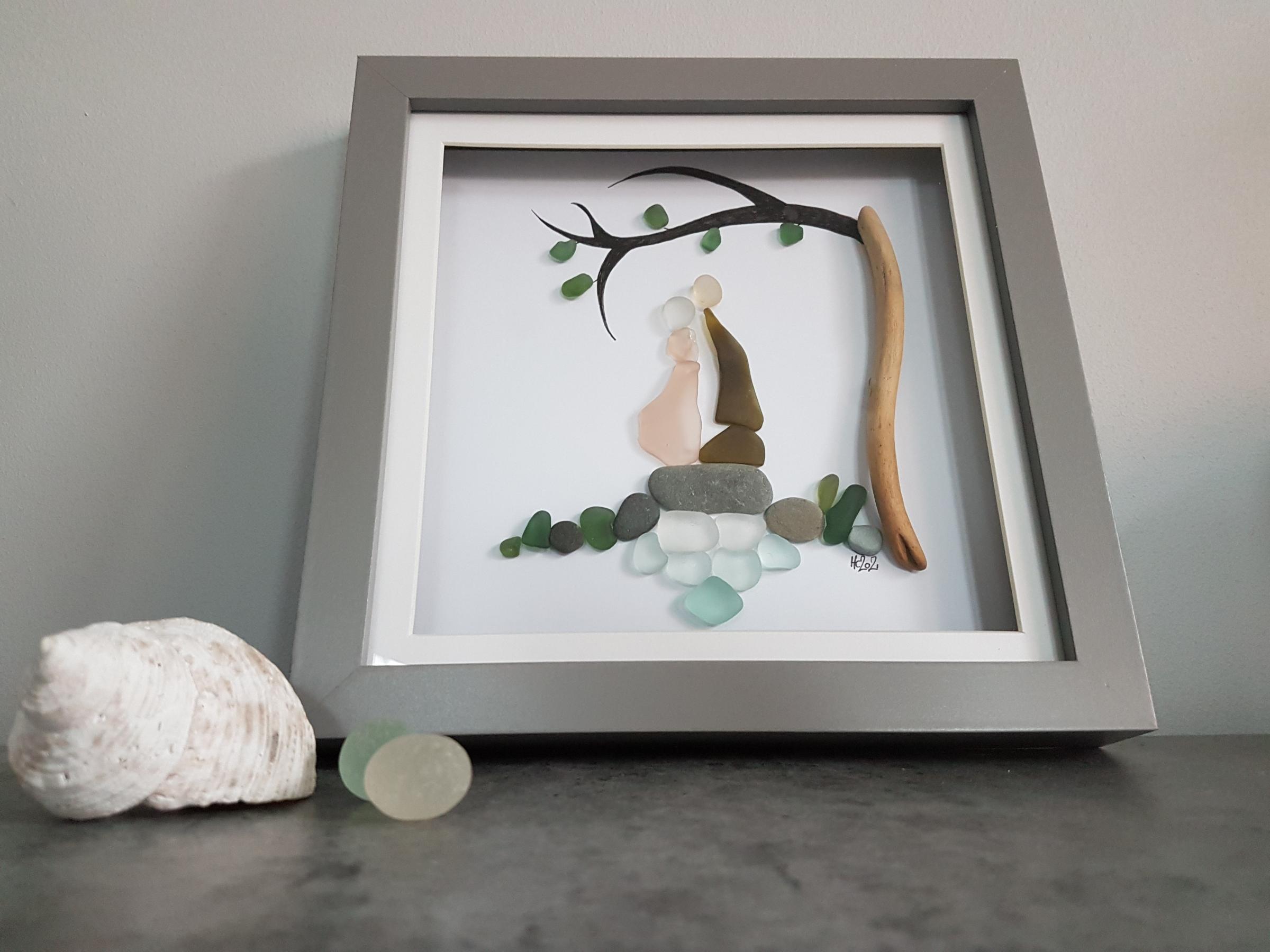 A beautiful commission for a romantic couple made from sea glass and driftwood.