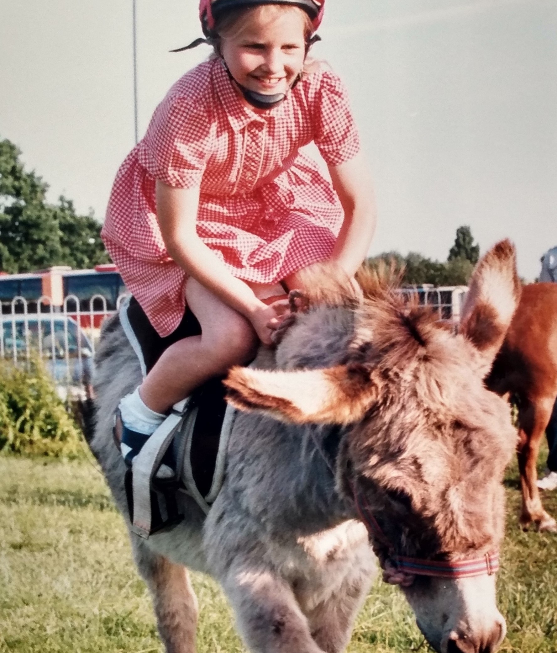 A summer evening in June 1995 and Victoria Brown is aboard Teddy the donkey