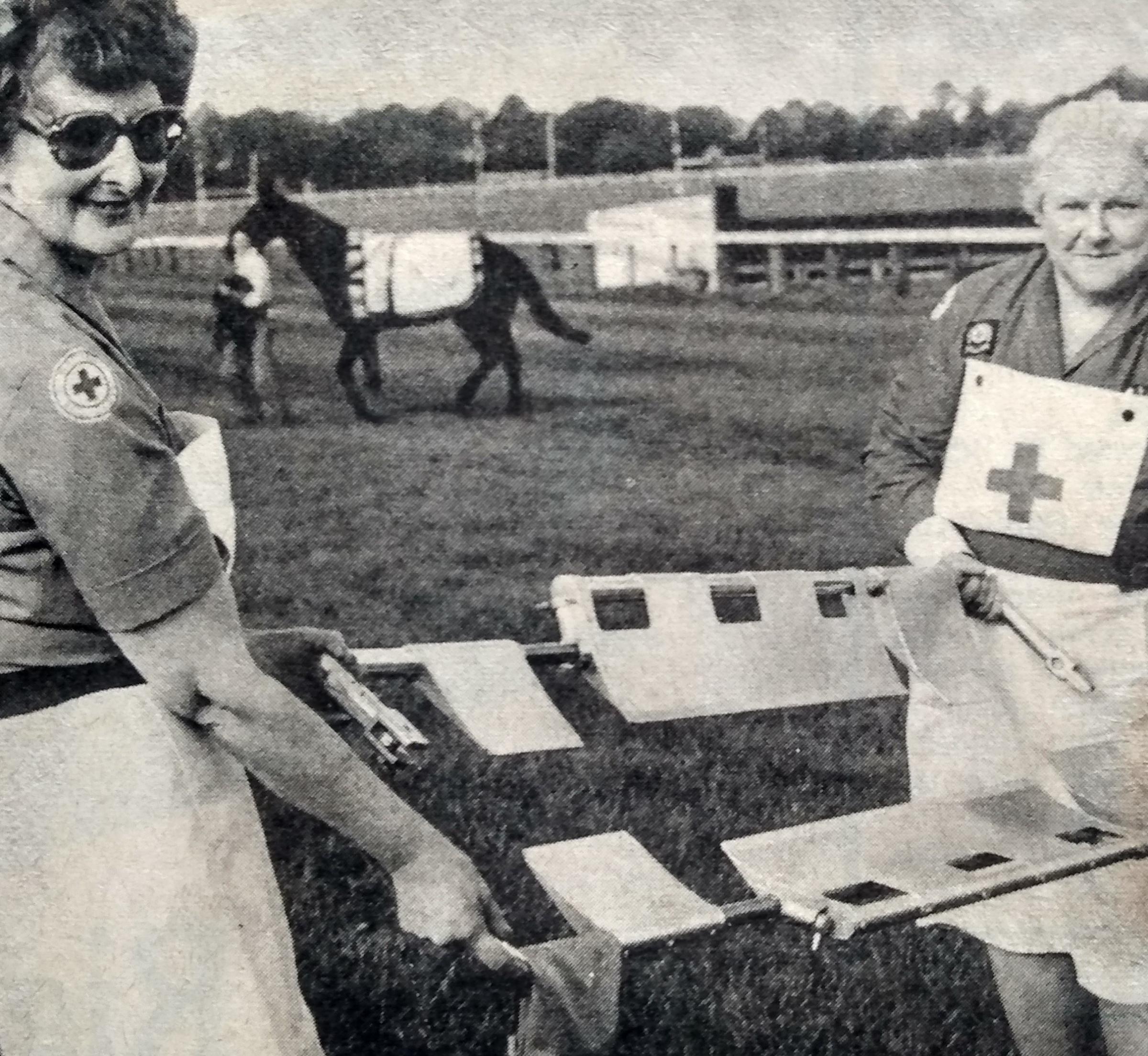 State-of-the-art first aid in October 1977. Ann Nethcoat and Iris Fooks, of No 24 detachment British Red Cross