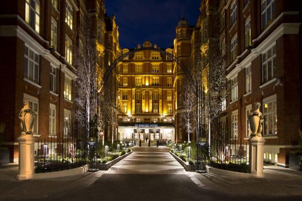CLASSY:  A night time view of the entrance to St Ermin's Hotel