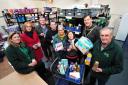 The Mayor of Malvern, Coun Neil Morton, with Peter Buchanan (Front right) Chairman of Trustees at the Malvern Foodbank, Lou Lowton (Front left), Town Councillor and Tuesday Team Leader at the Malvern Foodbank, and visting Councillors and officials at the 
