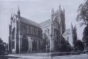Worcester Cathedral in the late 1890s showing the area where St Michael’s church one stood. By then it had been knocked down and rebuilt to front Lich Street about 150 yards away.