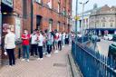 Fans queue outside Mode ahead of the round of 16 clash against Germany