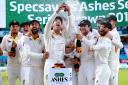 Australia players celebrate retaining the Ashes at the end of the fifth test match at The Kia Oval, London. Photo credit: Mike Egerton/PA Wire.