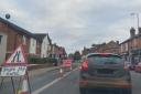 Long traffic queues on A38 Barbourne Road, Worcester