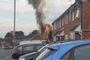 SMOKE: Flames and smoke can be seen on Langdale Drive in Warndon