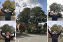 TREE: The Sycamore tree, left, which has an application to be chopped down, and residents who are opposing the plan - Graham Taylor, Roseanna Taylor, Ian Hetherington and Keith Drew