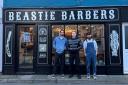 Beastie Barbers' James pictured with Alex and Flynn.