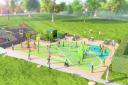 The final design of the splash pad, which is set to re-open by April 2024