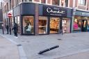 DAMAGE: The bollard has been knocked over in Worcester High Street outside Hotel Chocolat