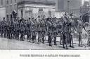 A photograph from the Berrow’s Journal Pictorial Supplement for mid-August 1914, captioned “Worcester Territorials.” The 8th Battalion of the Worcestershire Regiment march past the Shirehall at Worcester.